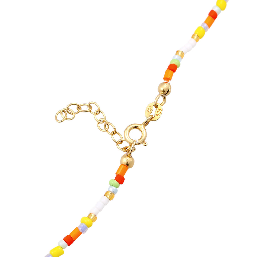 Gold Kalung Perhiasan Perak 925 Wanita Choker Peace Pendant Beads Boho Gold Plated