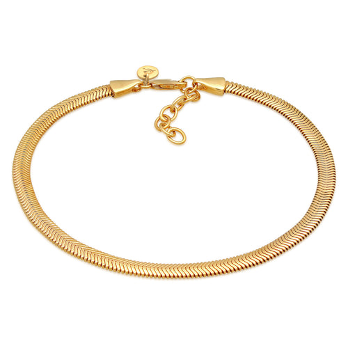 Gelang kaki perak 925 lapis emas dengan flat chain elegan Elli Jewelry