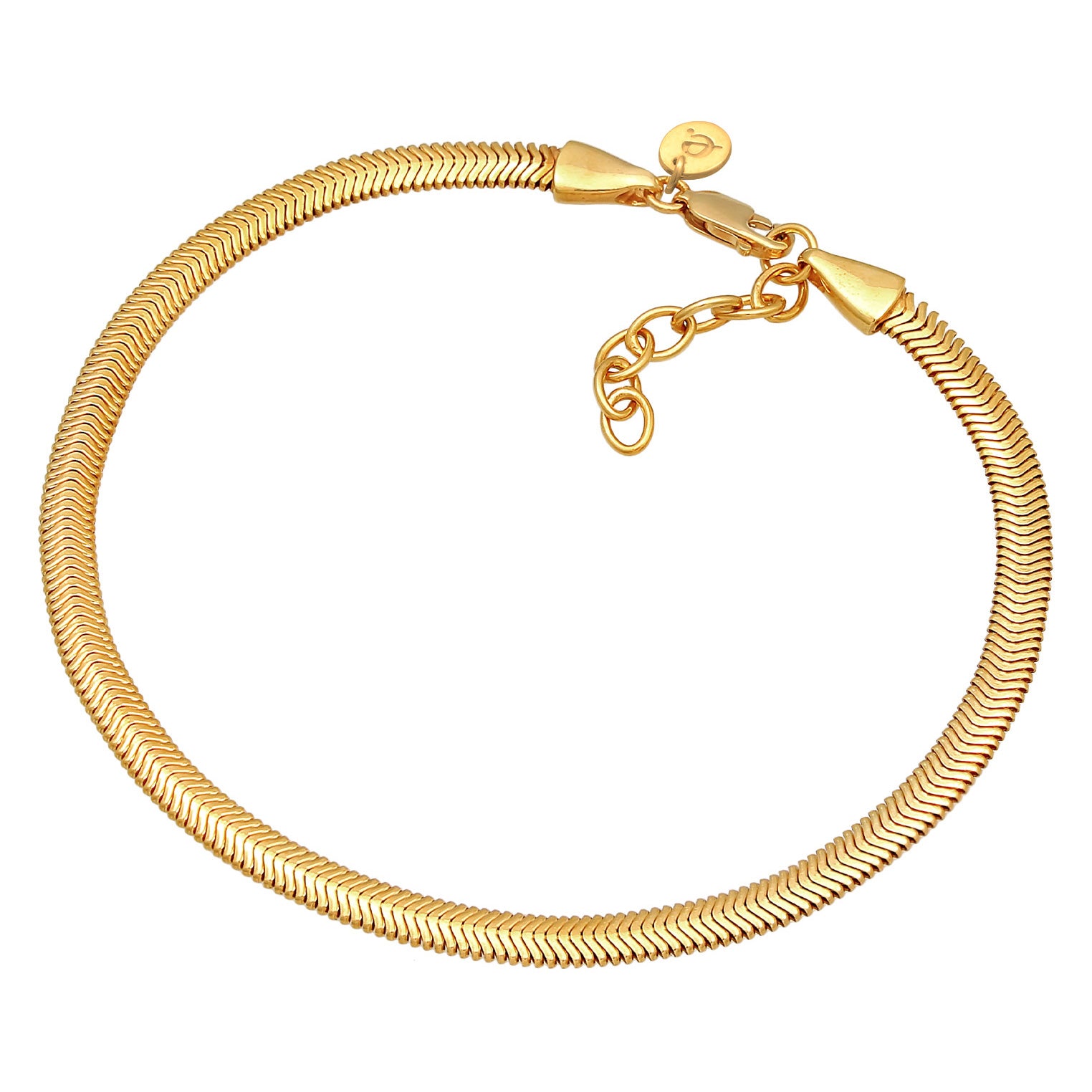 Gold Perhiasan Wanita Perak Asli - Silver Gelang Kaki Flat Elegant Gold Plated