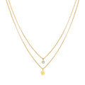 Gold Kalung Perhiasan Perak 925 Wanita Layer Platelet Basic Crystal Gold Plated