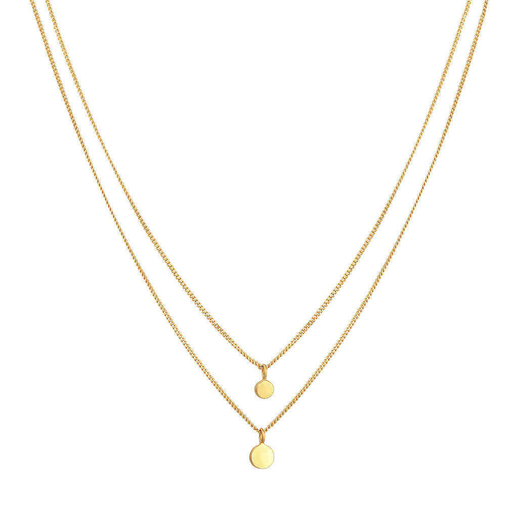 Gold Kalung Perhiasan Perak 925 Wanita Layer Platelet Basic Crystal Gold Plated