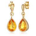 Anting perak 925 lapis emas dengan drop citrine elegan Elli Jewelry
