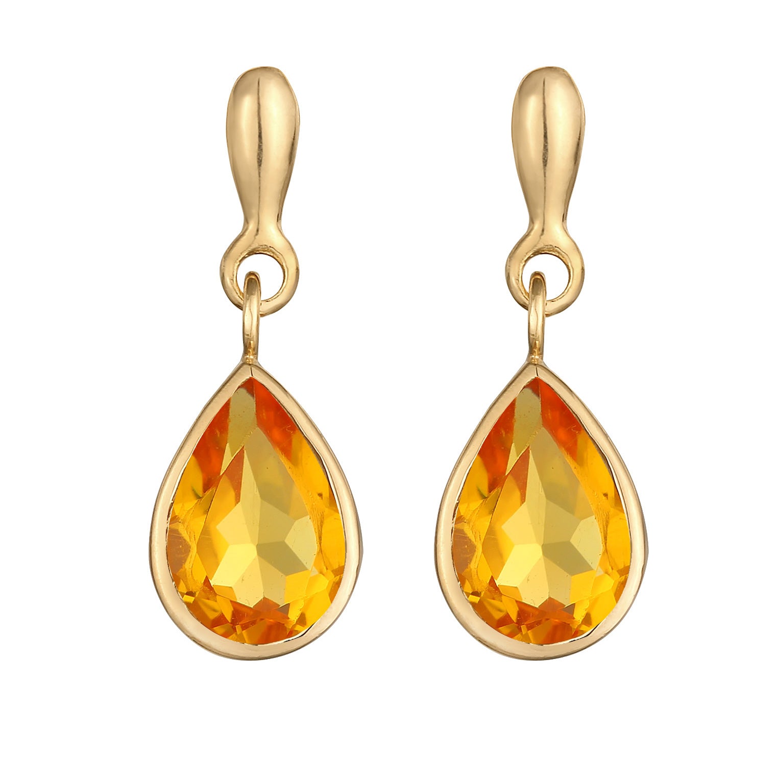 Gold Perhiasan Wanita Perak Asli - Silver Anting Ear Hanger Drop Elegant Citrine Lapis Emas