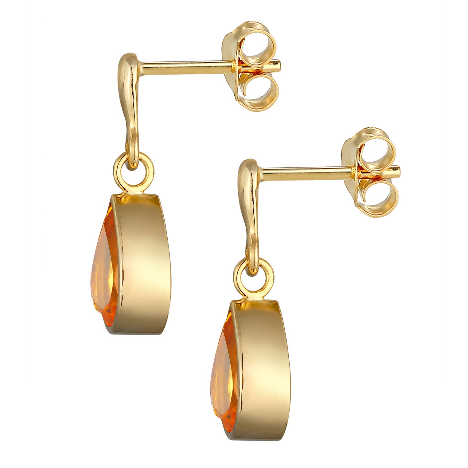 Gold Perhiasan Wanita Perak Asli - Silver Anting Ear Hanger Drop Elegant Citrine Lapis Emas