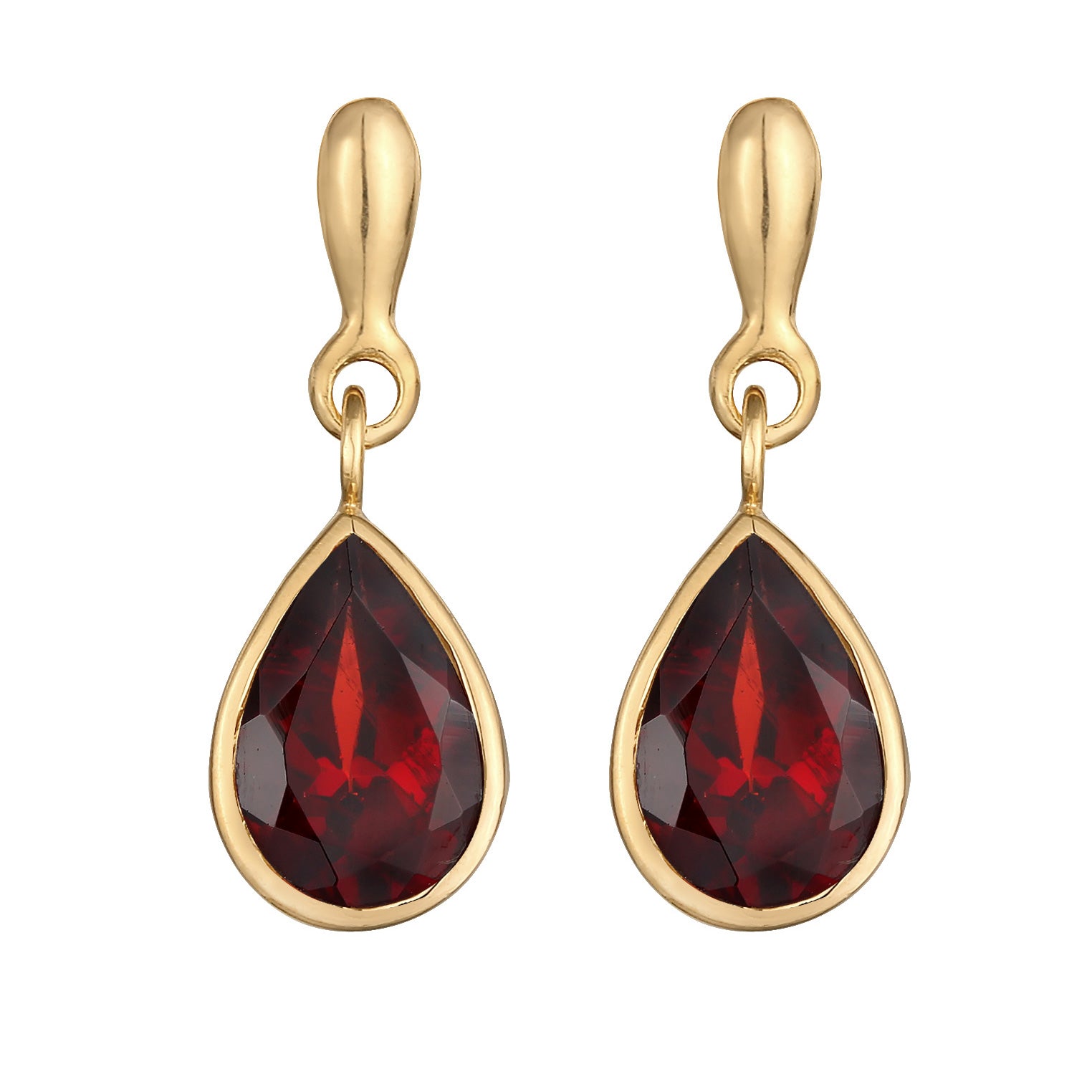 Gold Anting Perhiasan Perak 925 Wanita Ear Hanger Drop Elegant Garnet Gold Plated