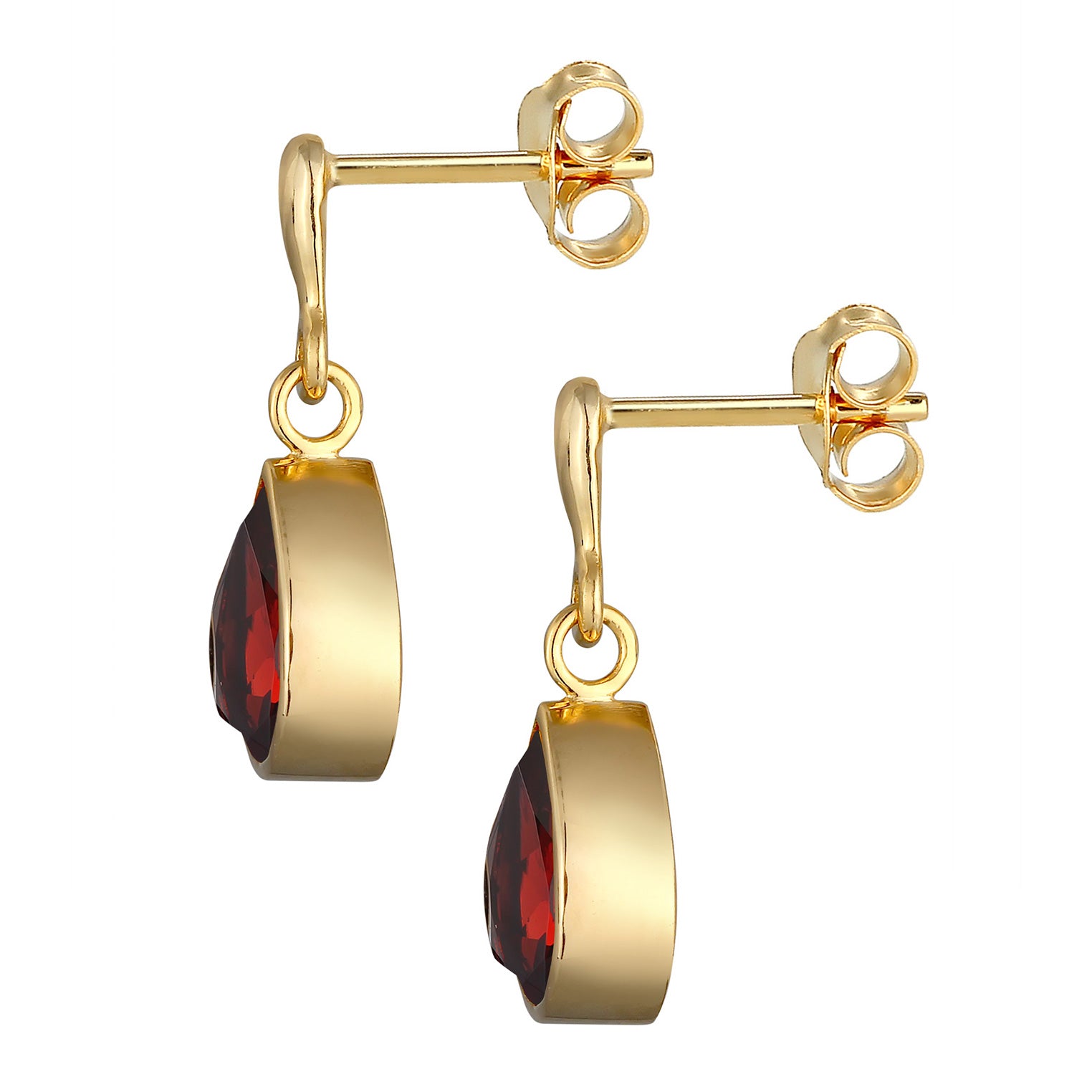 Gold Anting Perhiasan Perak 925 Wanita Ear Hanger Drop Elegant Garnet Gold Plated
