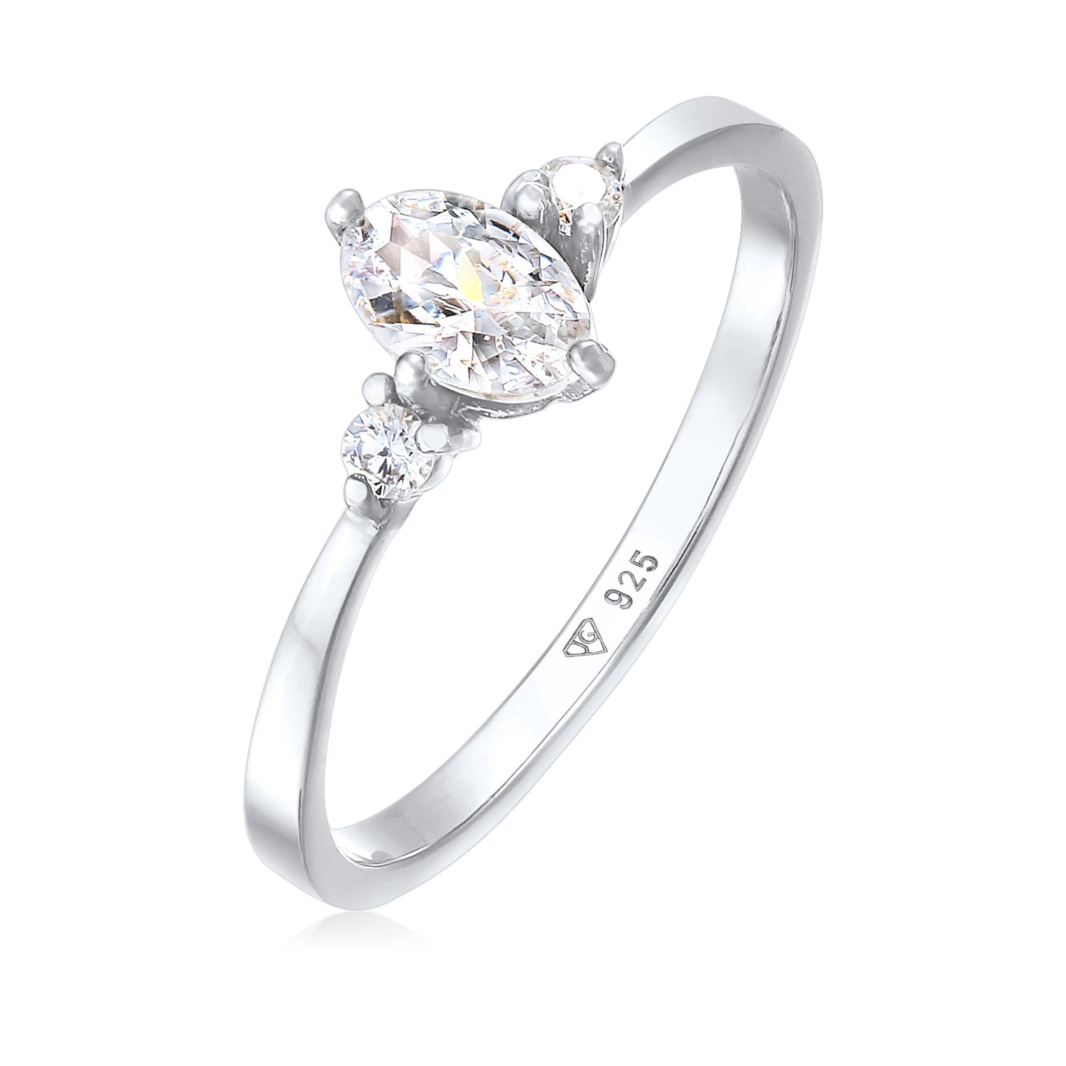 Silver Perhiasan Wanita Perak Asli - Silver Cincin Engagement Oval Zirconia Crystals