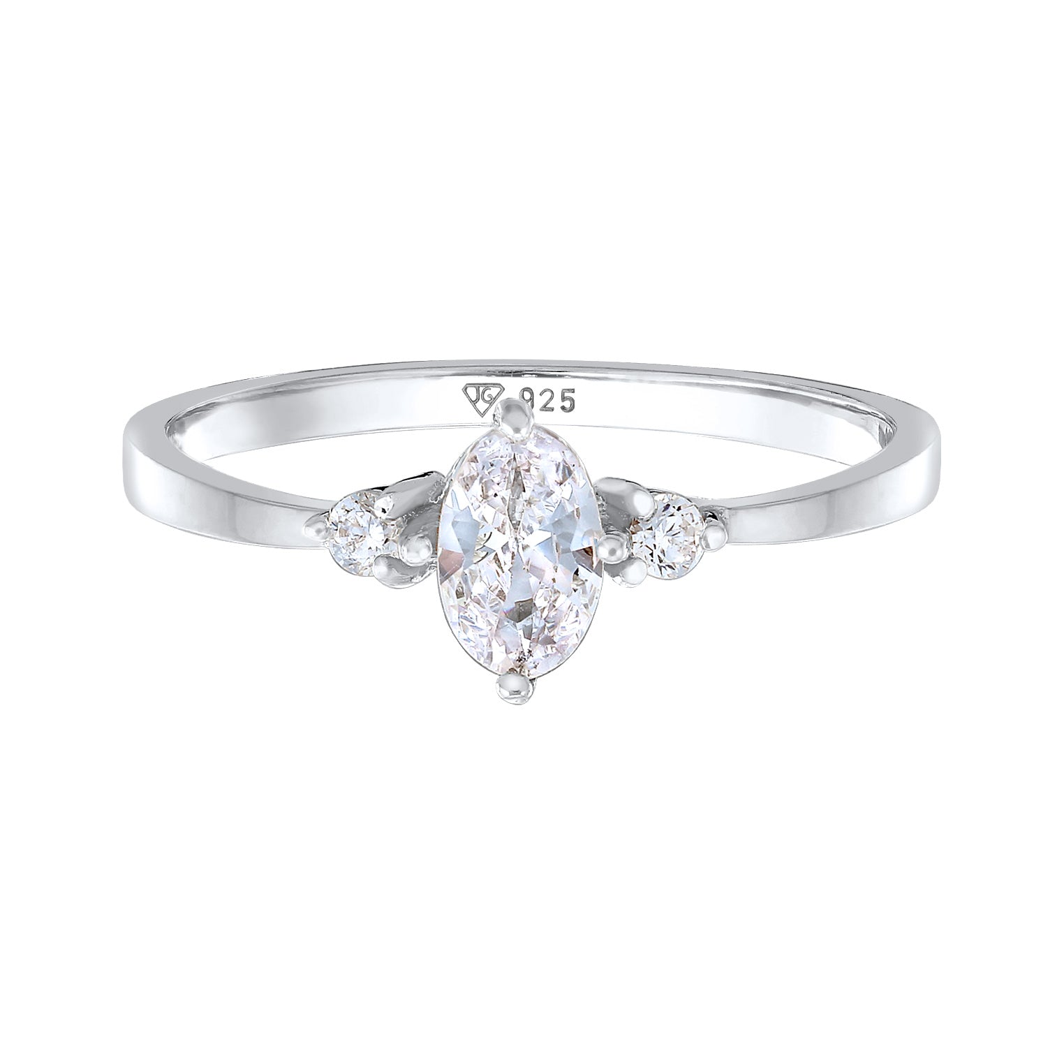 Silver Perhiasan Wanita Perak Asli - Silver Cincin Engagement Oval Zirconia Crystals