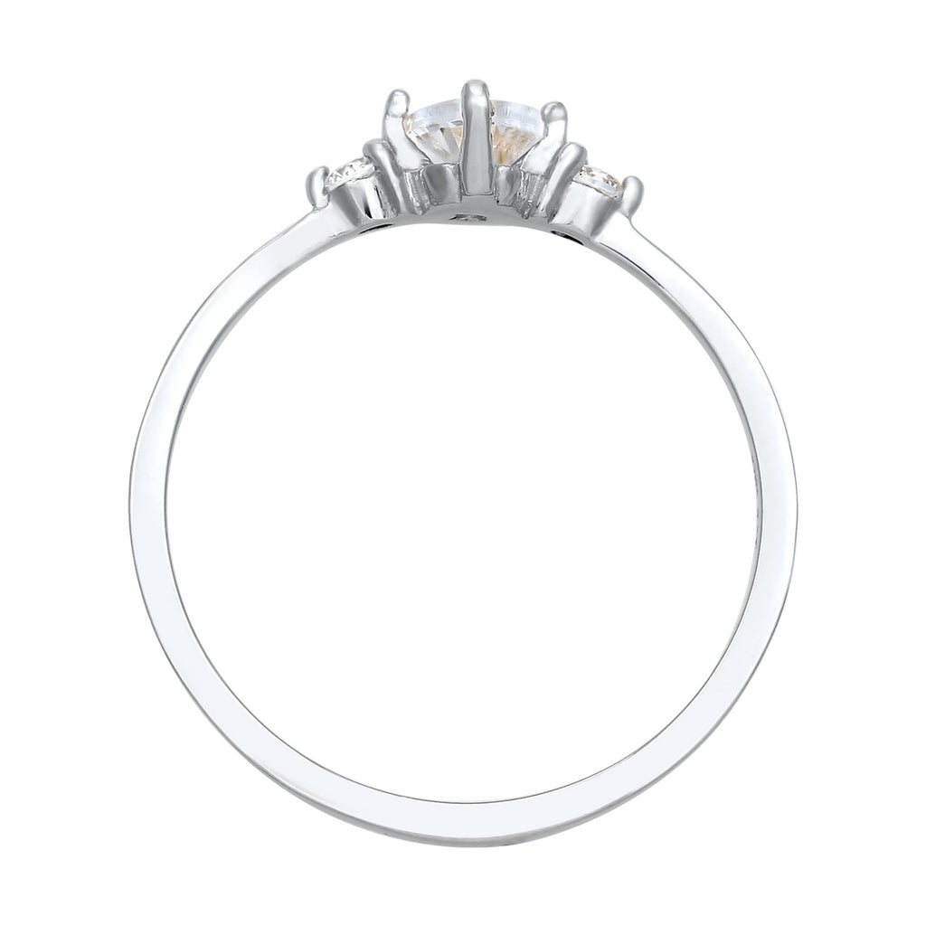 Silver Perhiasan Wanita Perak Asli - Silver Cincin Engagement Oval Zirconia Crystals