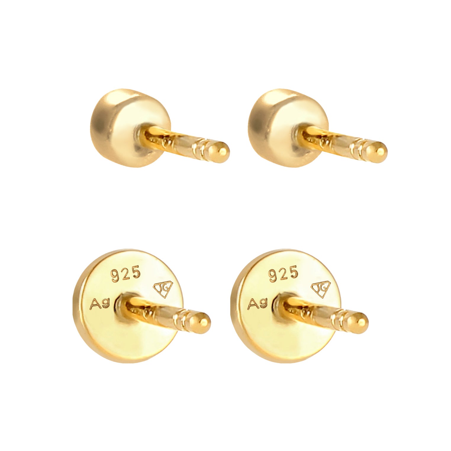 Gold Perhiasan Wanita Perak Asli - Silver Anting Studs Platelet Set Of 2 With Crystals Gold Plated