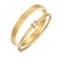 Gold Cincin Perhiasan Perak 925 Wanita Stack Set Of 2 Solitaire Glass Crystal Gold Plated