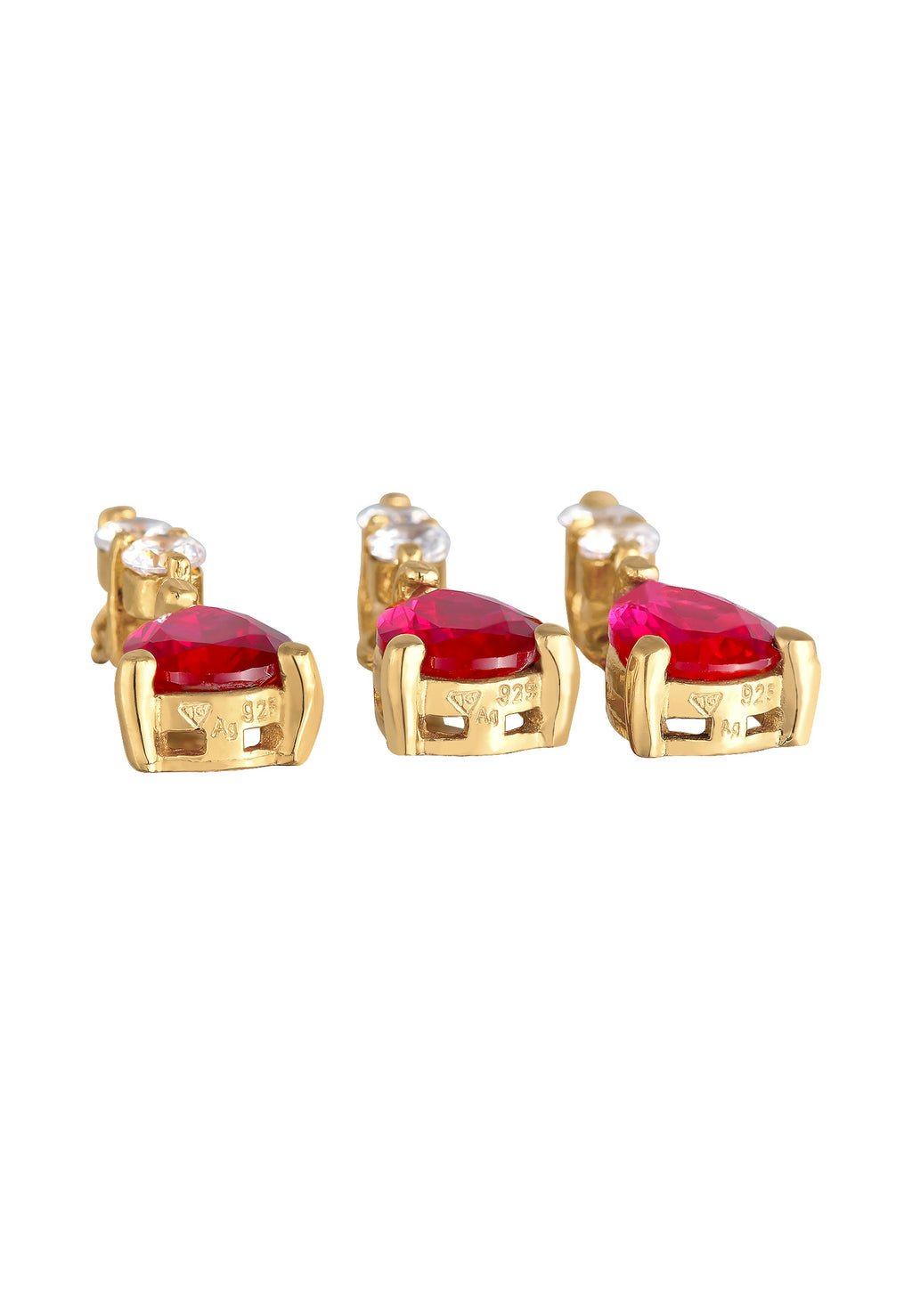 Gold Perhiasan Wanita Perak Asli - Silver Perhiasan Set Synthetic Ruby And Zirconia Gold Plated