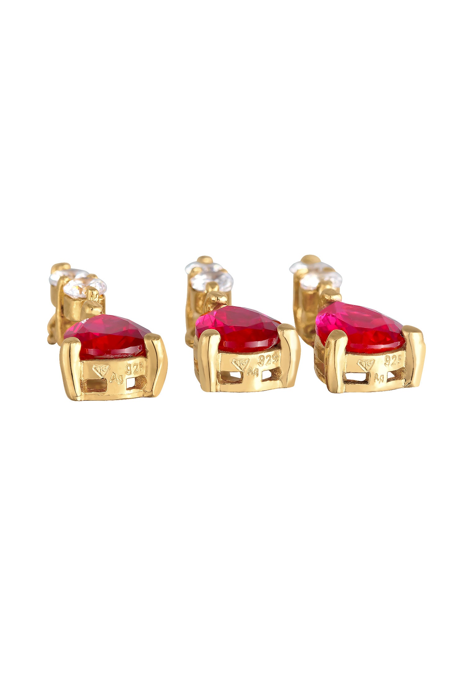 Gold Perhiasan Wanita Perak Asli - Silver Perhiasan Set Synthetic Ruby And Zirconia Gold Plated