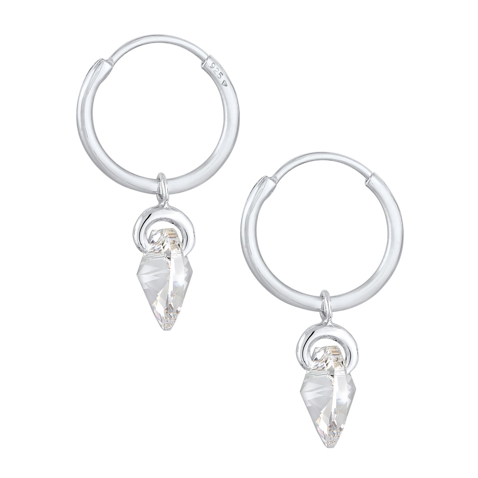 Silver Perhiasan Wanita Perak Asli - Silver Anting Ear Hanger Heart Symbol Cut-Out Crystals