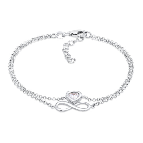Gelang perak 925 dengan layer infinity heart zirconia elegan Elli Jewelry