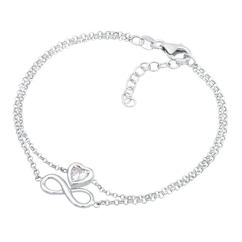 Gelang perak 925 dengan layer infinity heart zirconia elegan Elli Jewelry