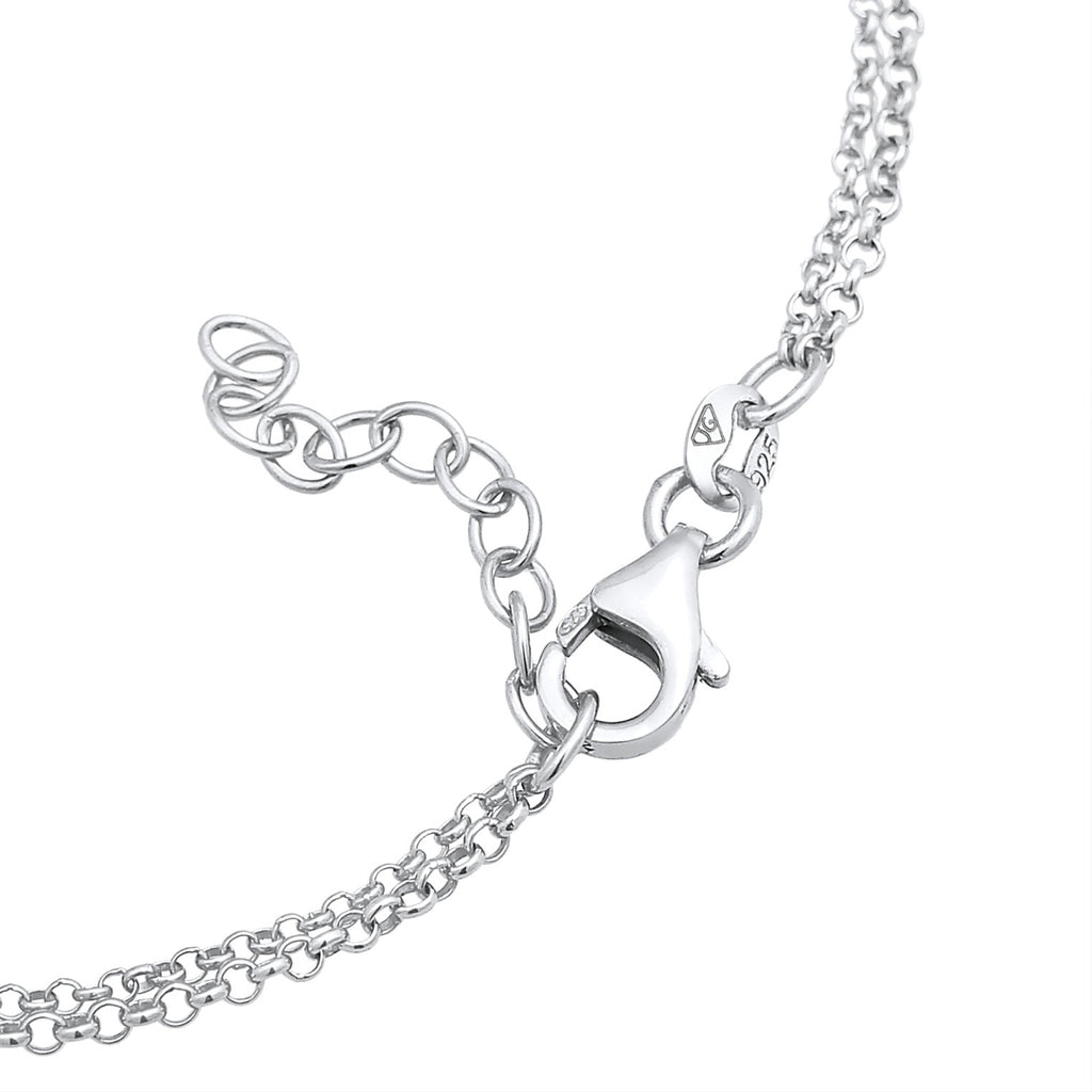 Silver Perhiasan Wanita Perak Asli - Silver Gelang Layer Infinity Heart Zirconia Crystal