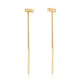 Gold Perhiasan Wanita Perak Asli - Silver Anting Ear Hanger Bar Pull Through Trend Zirconia Crystals