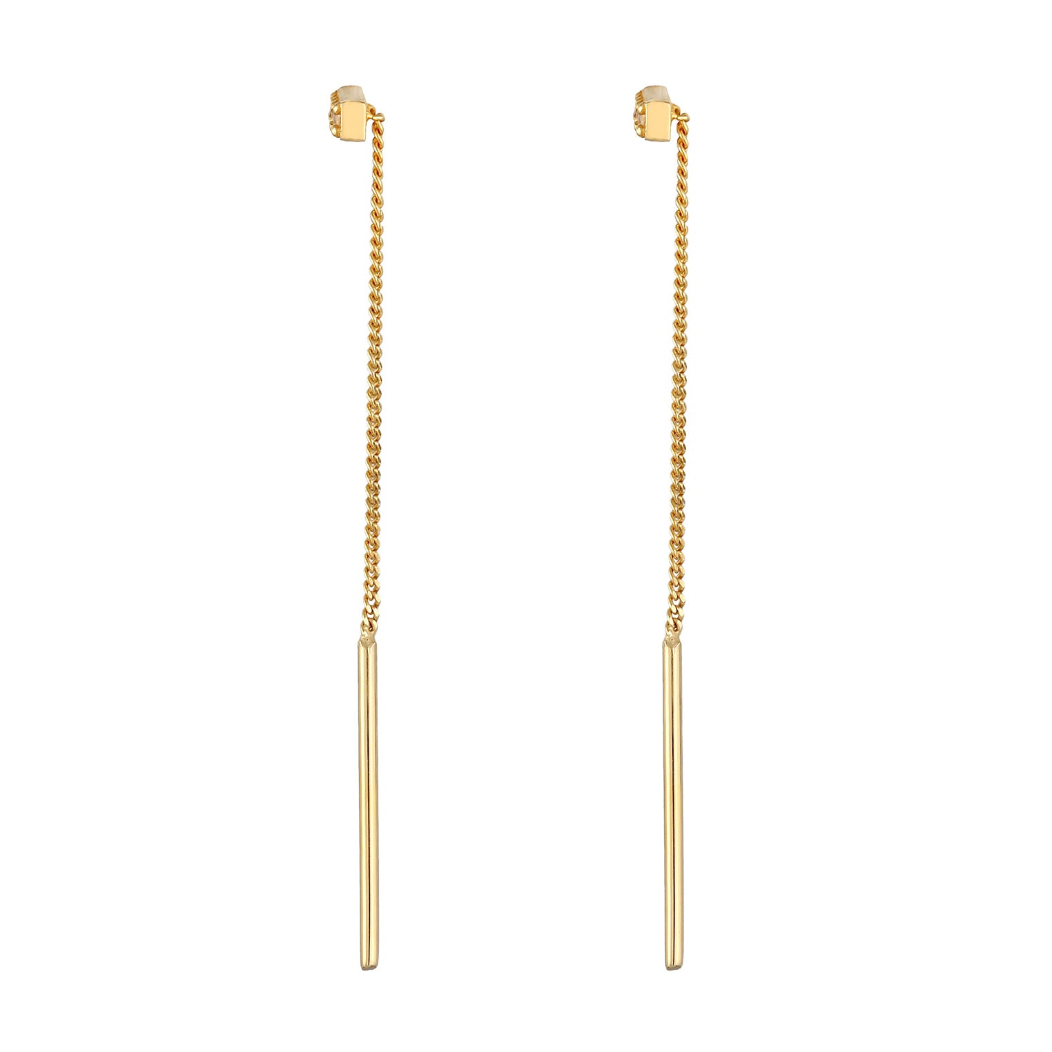 Gold Perhiasan Wanita Perak Asli - Silver Anting Ear Hanger Bar Pull Through Trend Zirconia Crystals