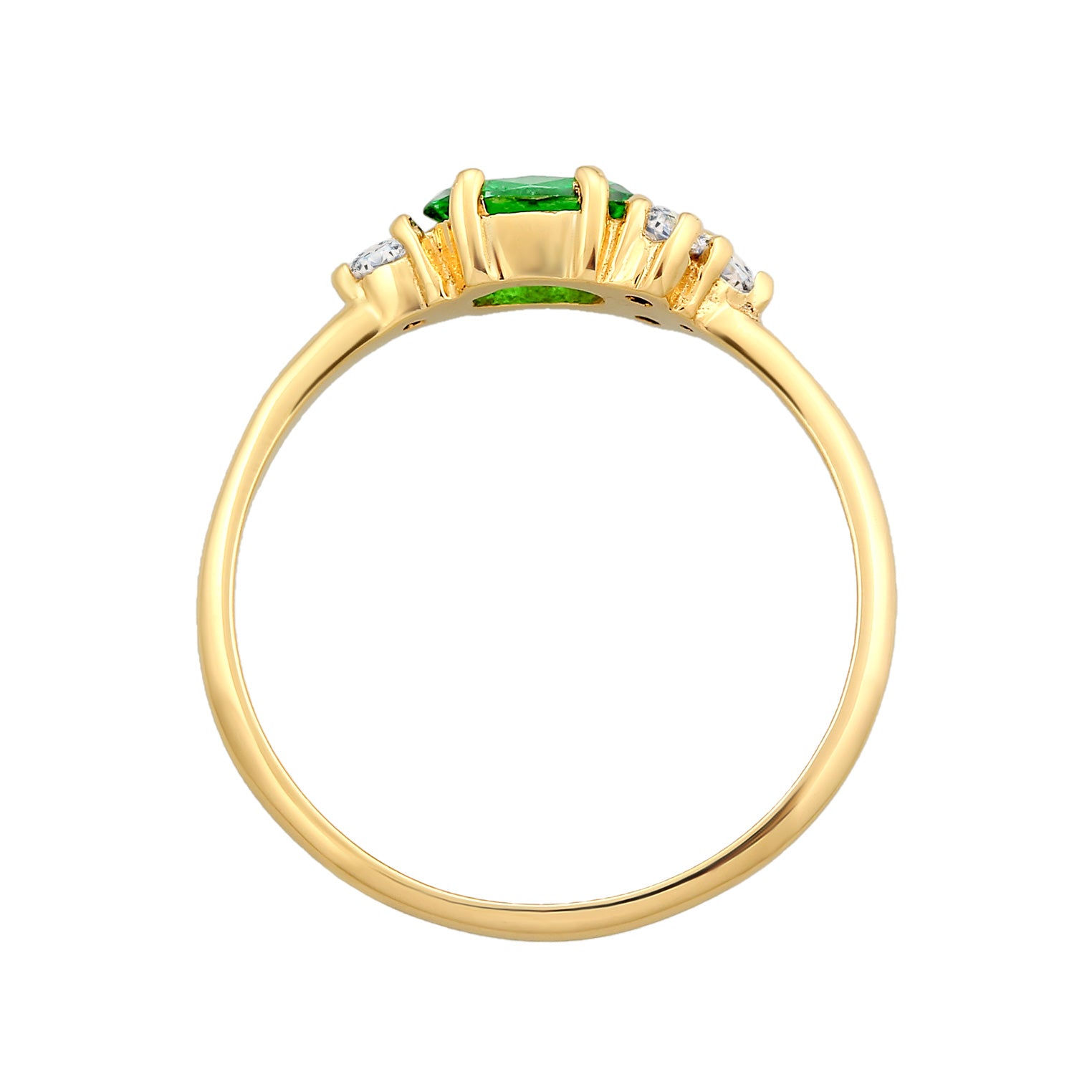 Gold Cincin Perhiasan Perak 925 Wanita Engagement Green Zirconia Crystals Gold Plated