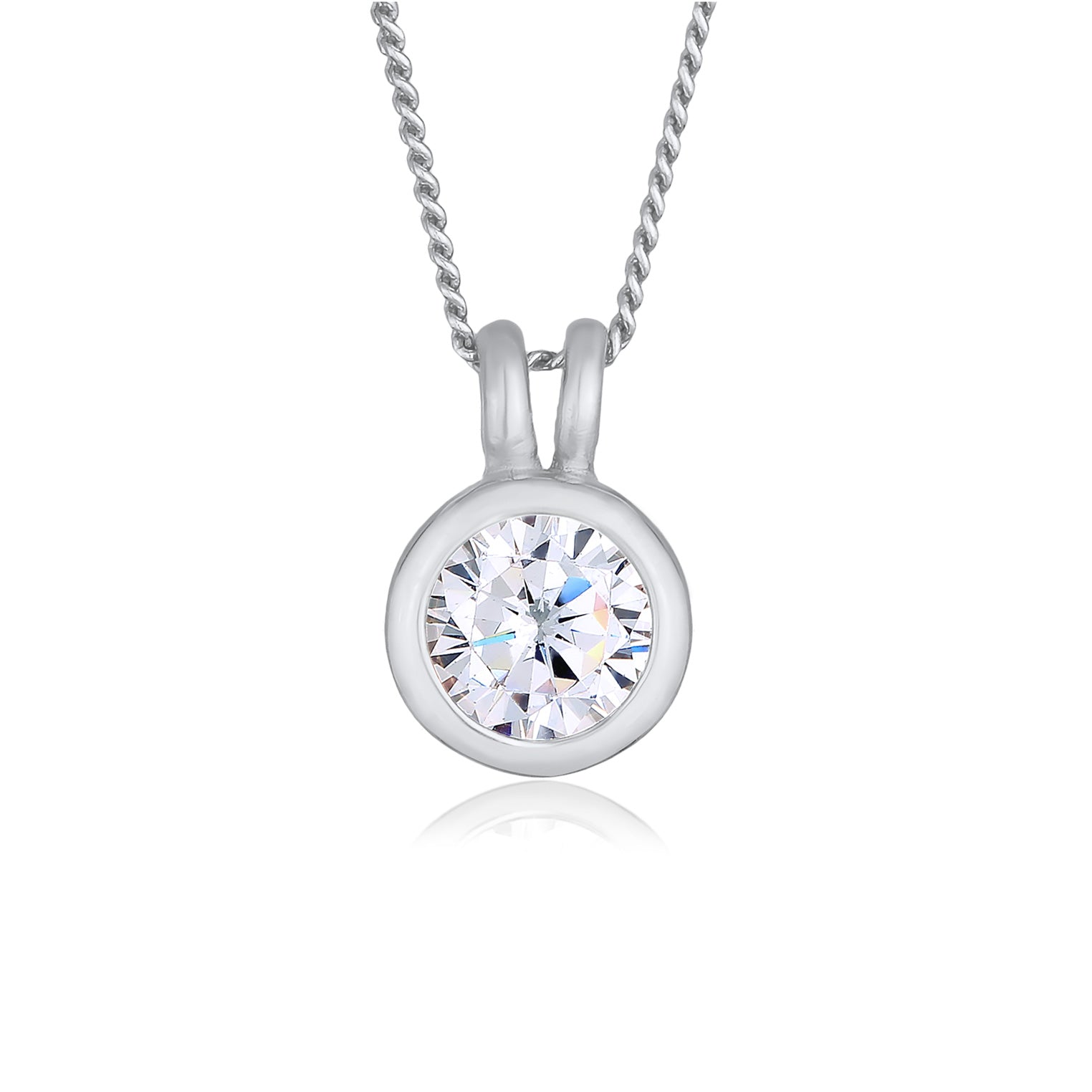 Silver Kalung Perhiasan Perak 925 Wanita Solitaire Classic Chain Crystal