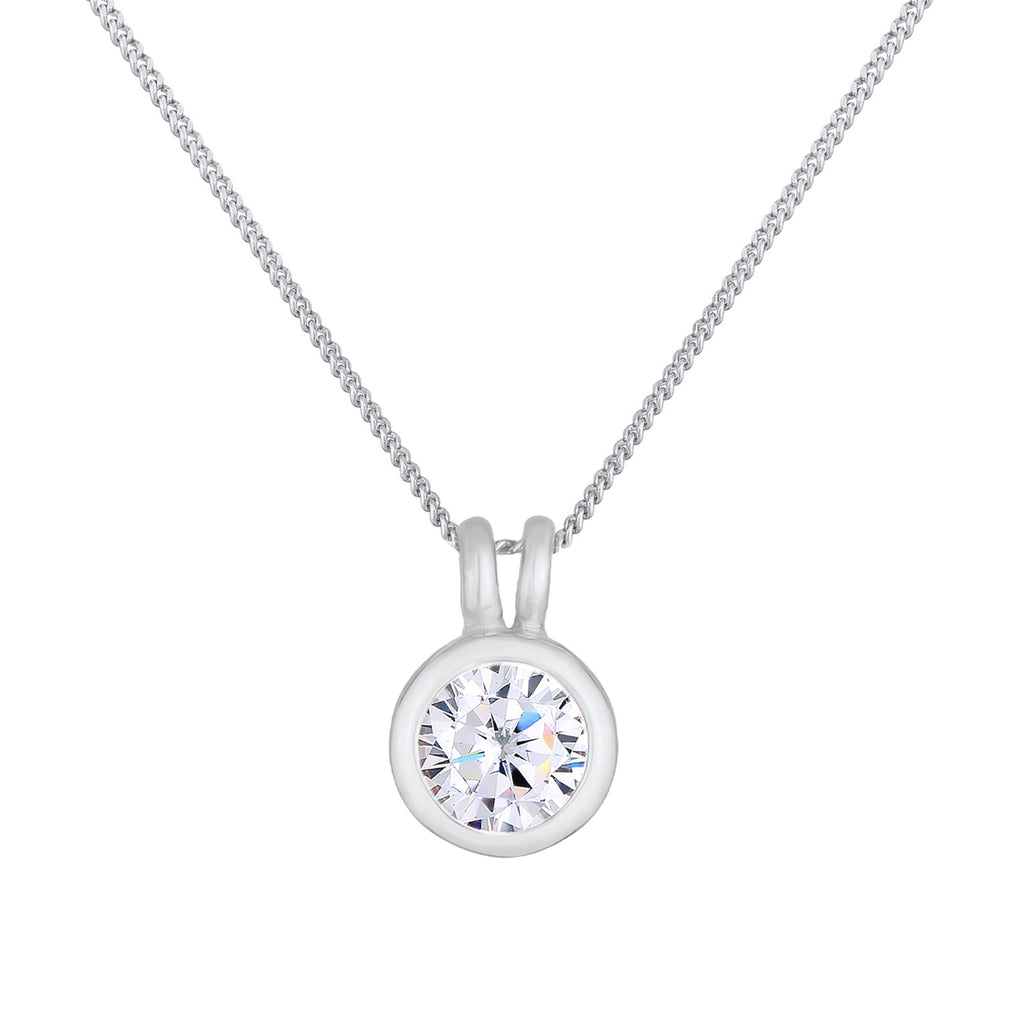 Silver Kalung Perhiasan Perak 925 Wanita Solitaire Classic Chain Crystal
