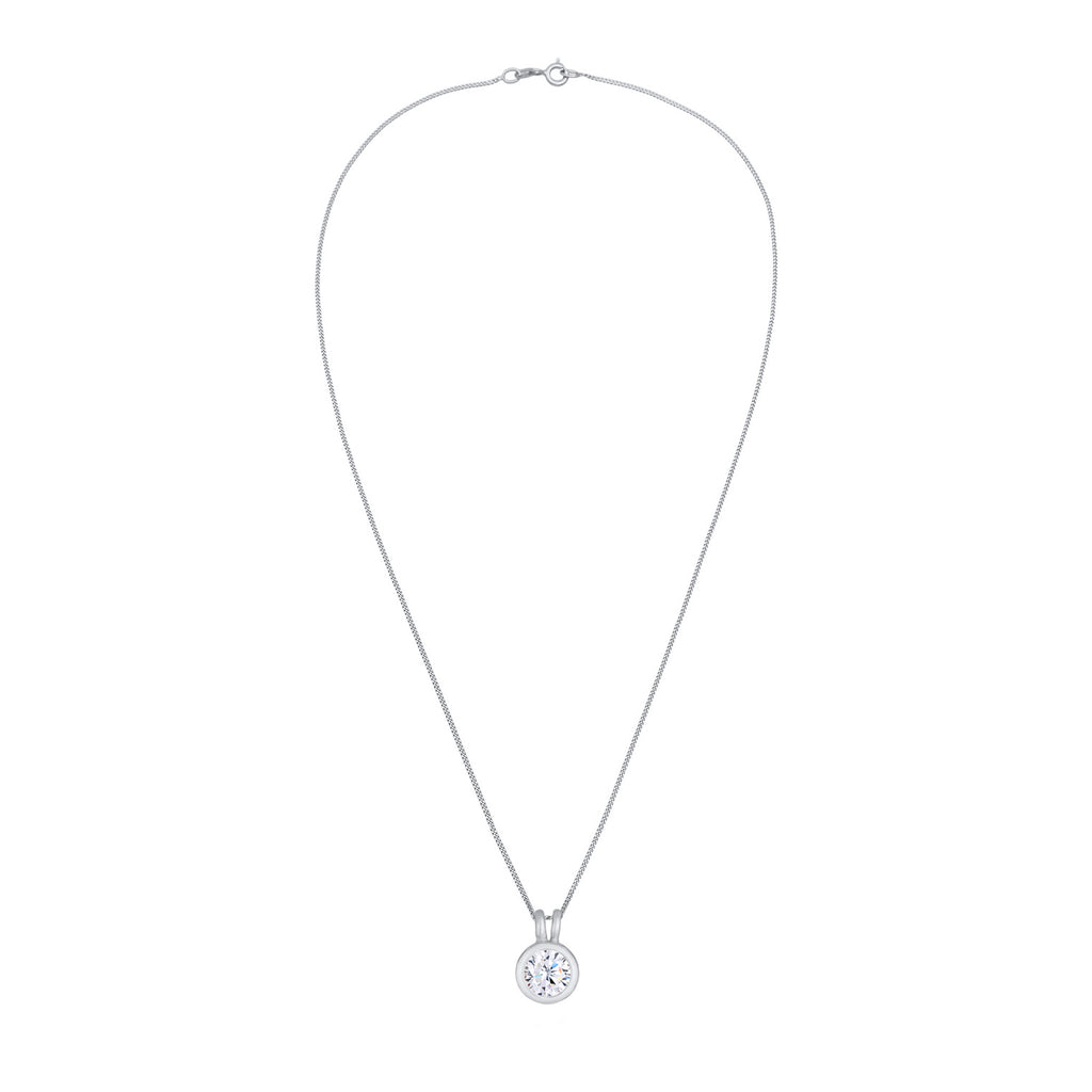 Silver Kalung Perhiasan Perak 925 Wanita Solitaire Classic Chain Crystal