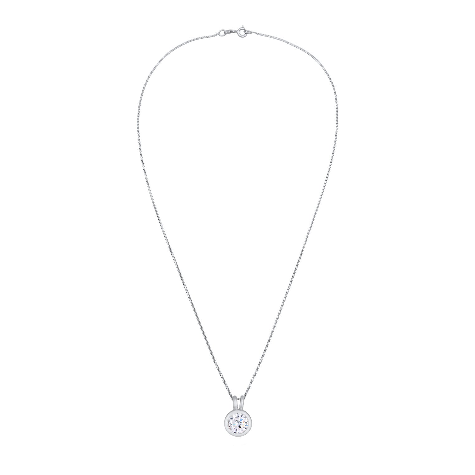 Silver Kalung Perhiasan Perak 925 Wanita Solitaire Classic Chain Crystal