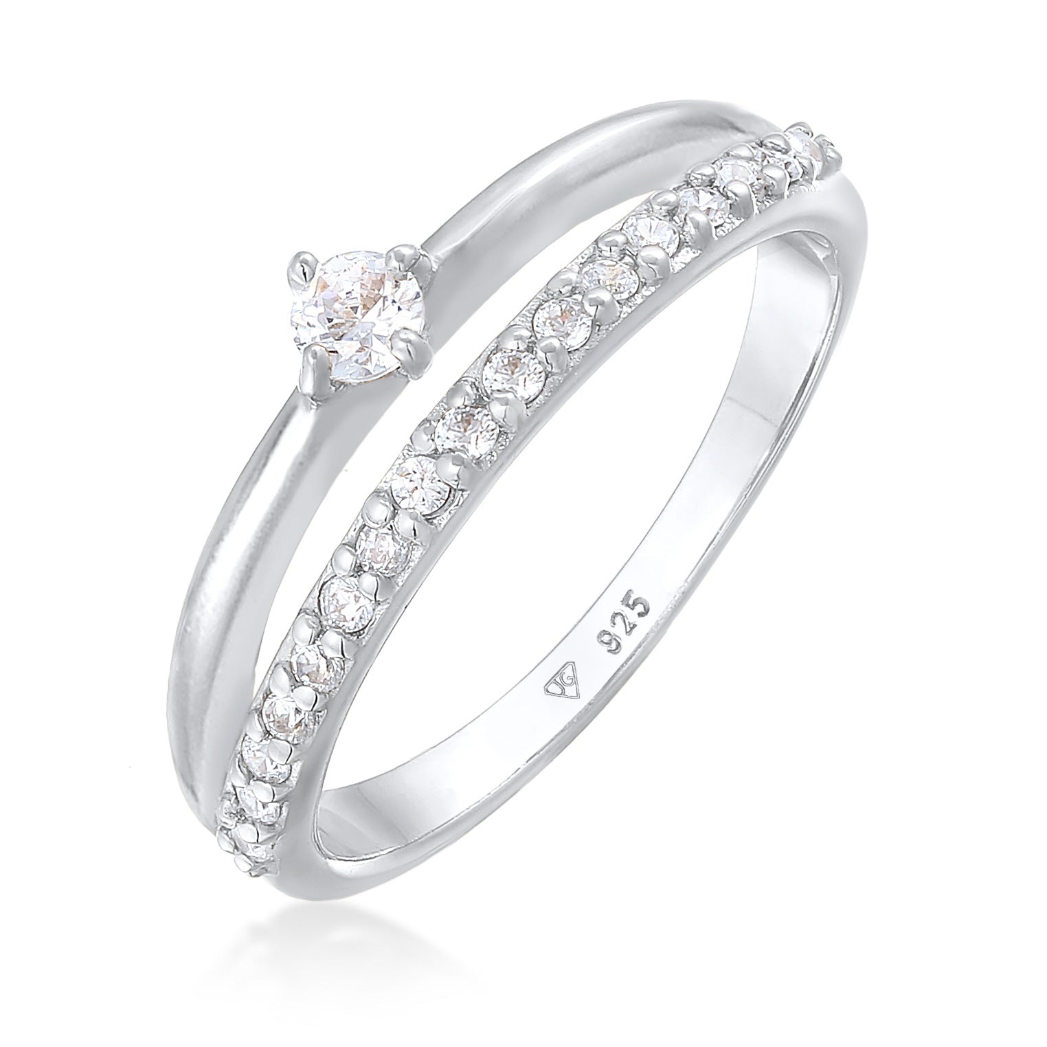 Silver Cincin Perhiasan Perak 925 Wanita Engagement Solitaire Sparkling Zirconia Crystals