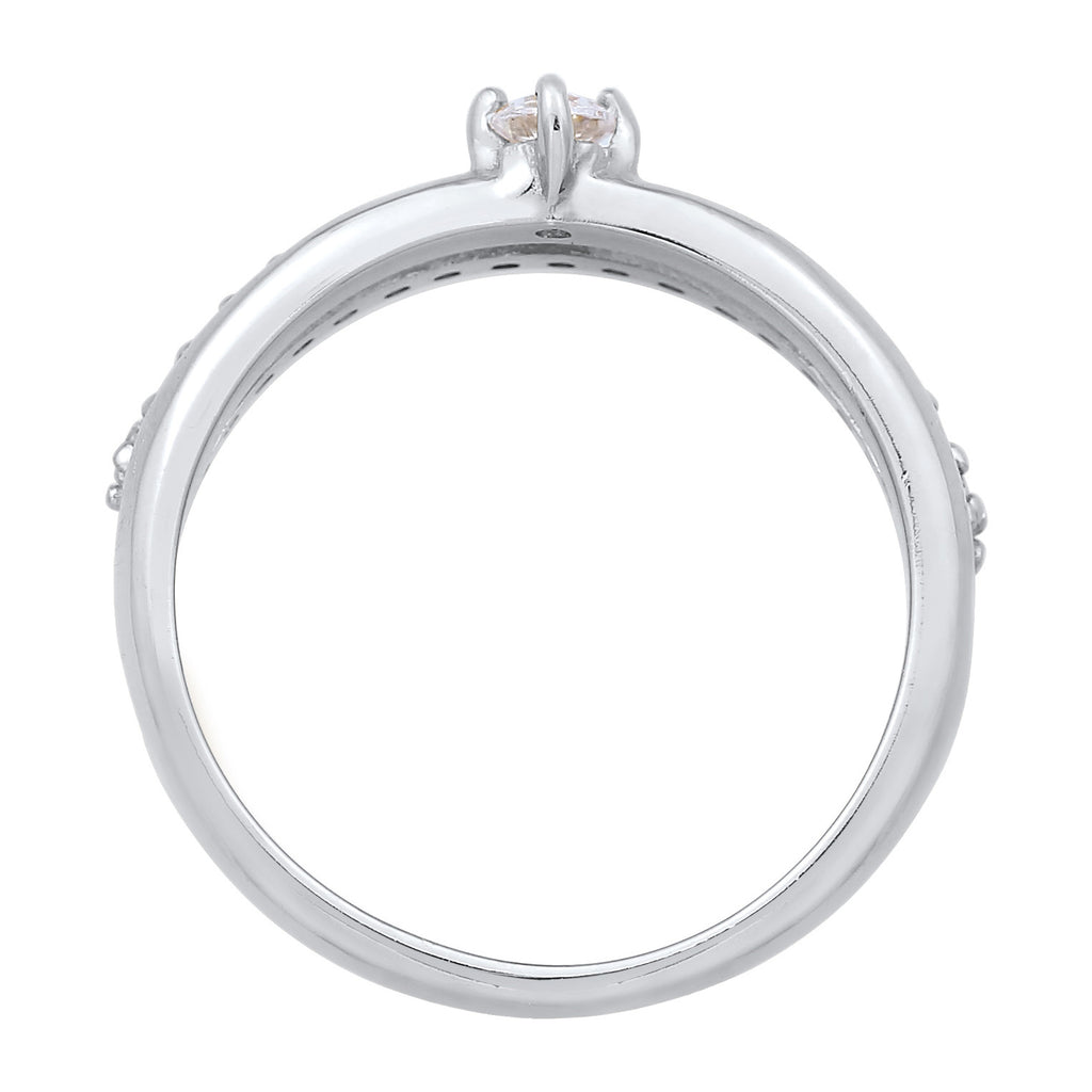 Silver Cincin Perhiasan Perak 925 Wanita Engagement Solitaire Sparkling Zirconia Crystals