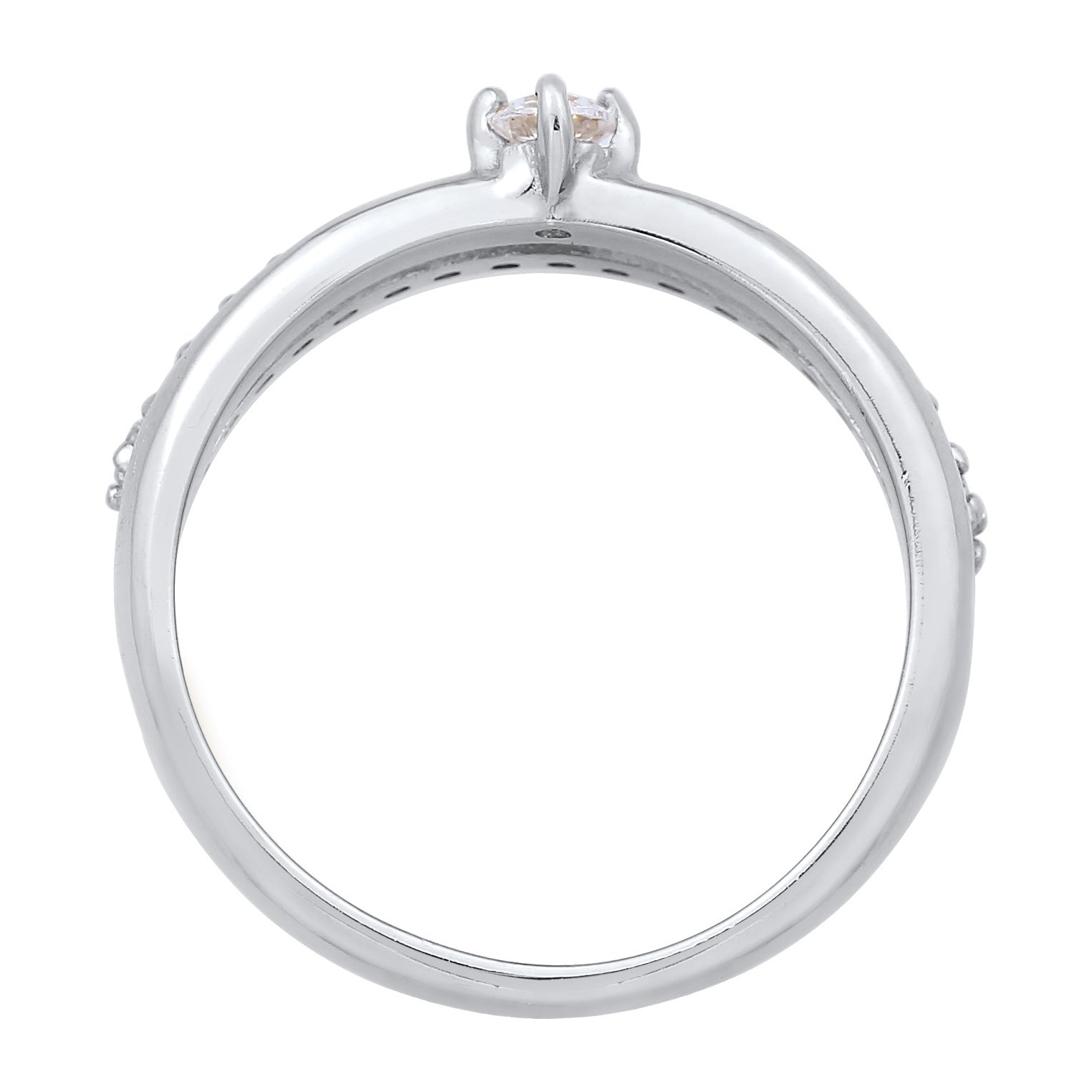 Silver Cincin Perhiasan Perak 925 Wanita Engagement Solitaire Sparkling Zirconia Crystals