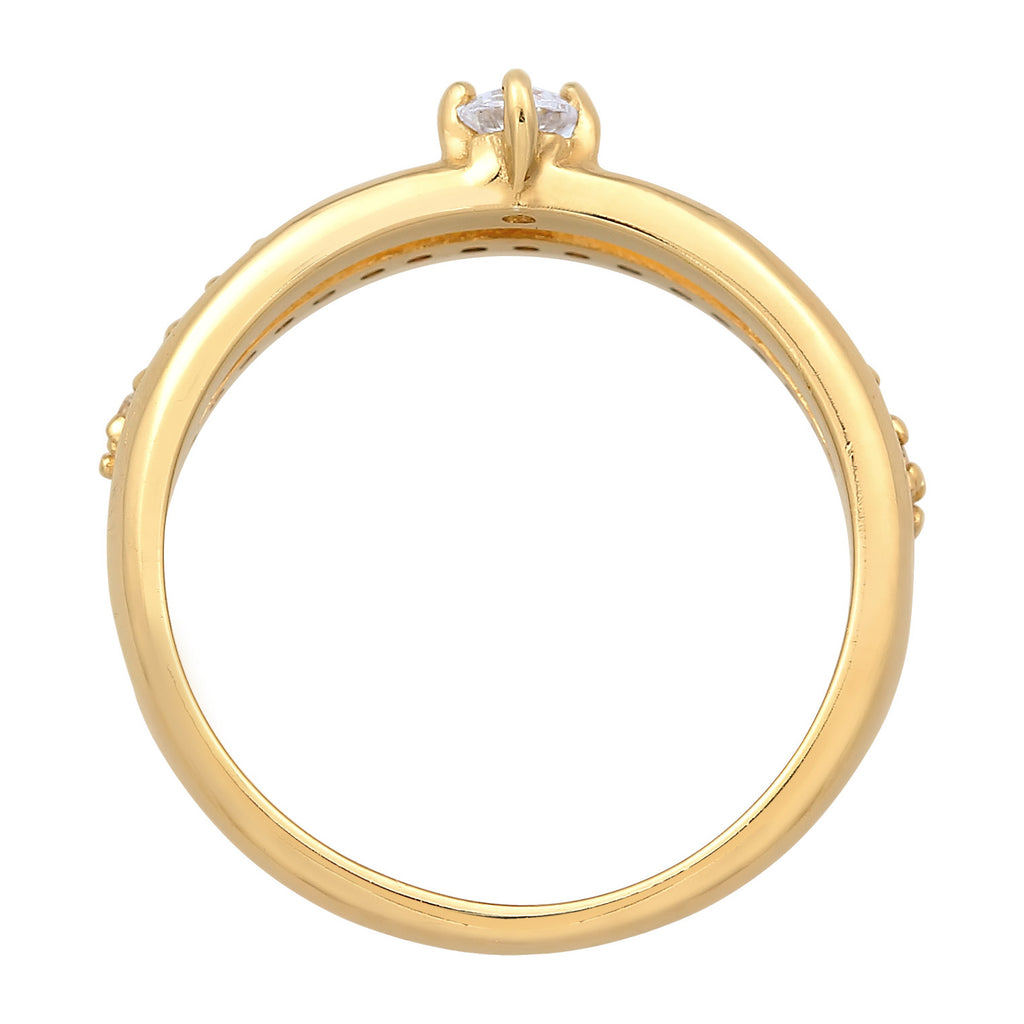 Gold Cincin Perhiasan Perak 925 Wanita Engagement Solitaire Sparkling Zirconia Crystals Gold Plated