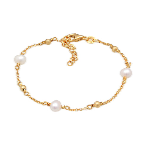 Gelang perak 925 lapis emas dengan mutiara elegan Elli Jewelry