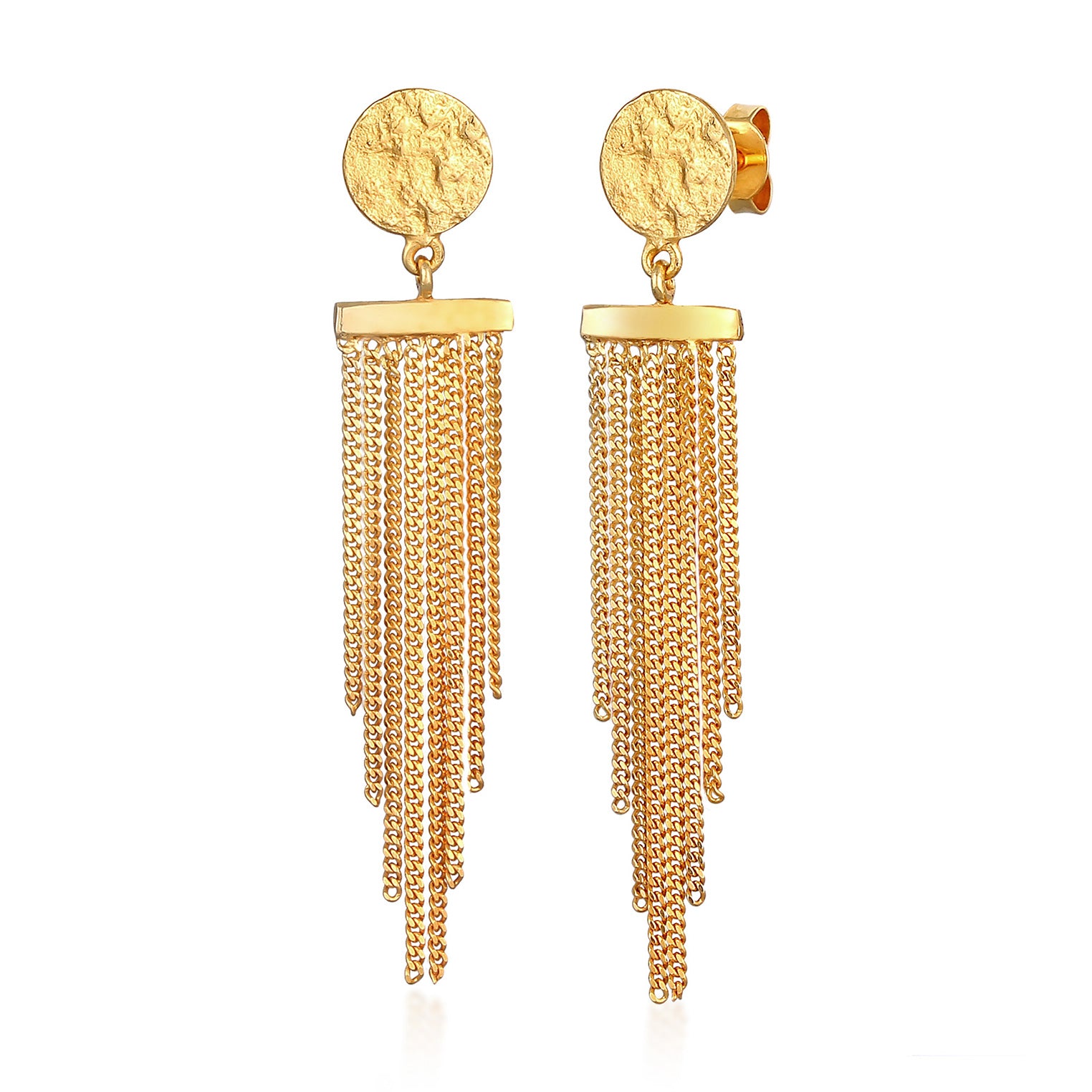 Gold Anting Perhiasan Perak 925 Wanita Ear Hanger Platelet Chain Look Elegant Gold Plated