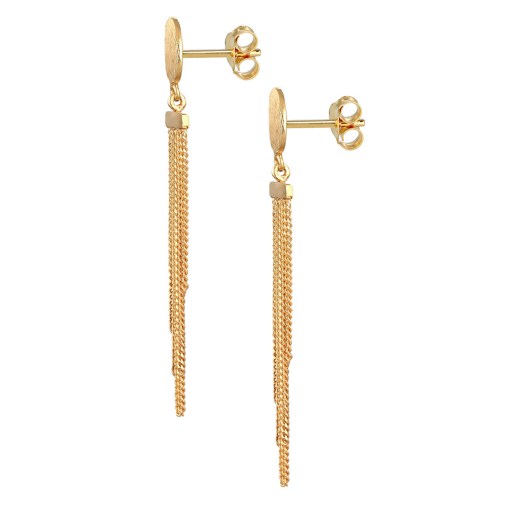 Gold Anting Perhiasan Perak 925 Wanita Ear Hanger Platelet Chain Look Elegant Gold Plated