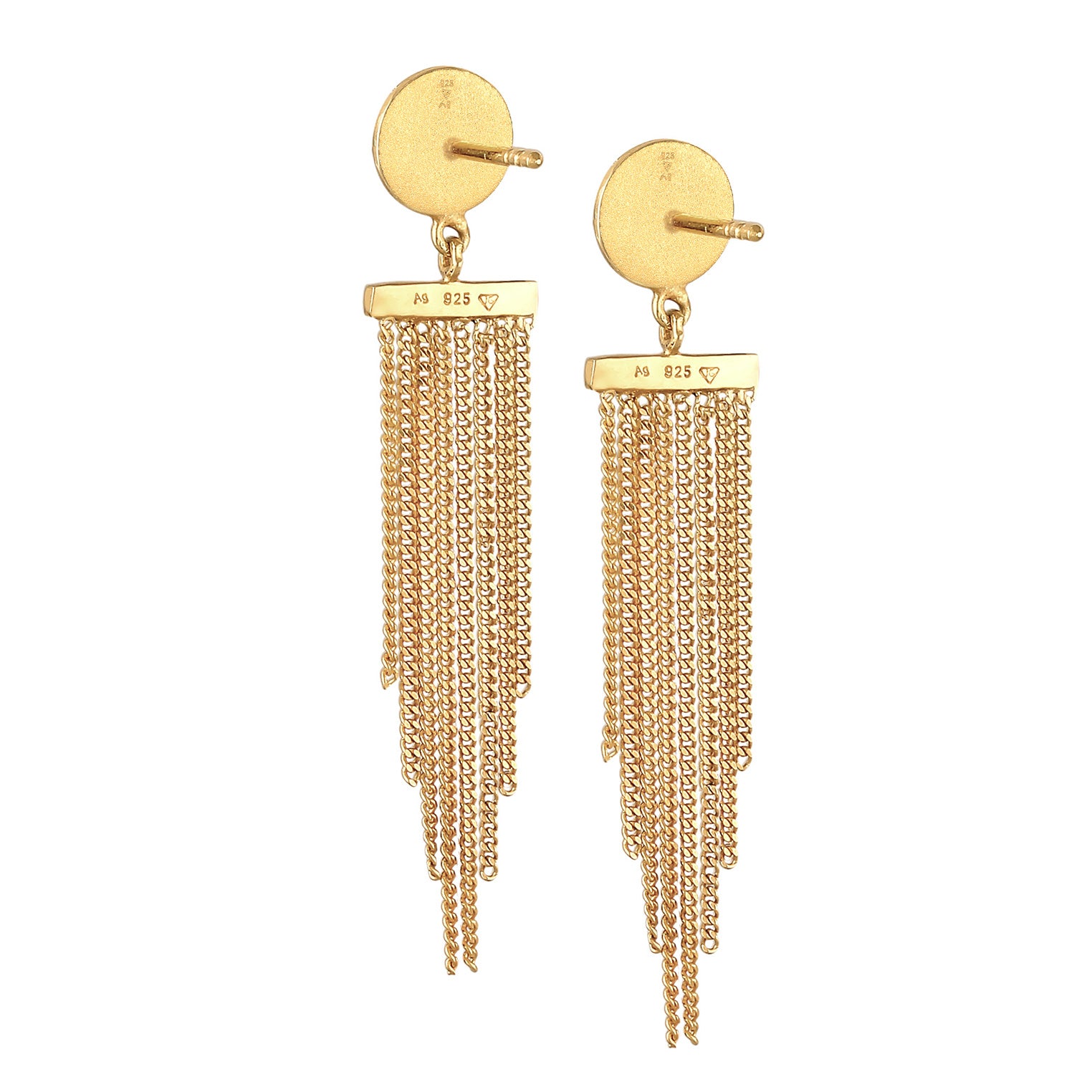 Gold Anting Perhiasan Perak 925 Wanita Ear Hanger Platelet Chain Look Elegant Gold Plated