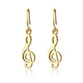 Gold Perhiasan Wanita Perak Asli - Silver Anting Ear Hanger Music Clef Cut-Out Lapis Emas
