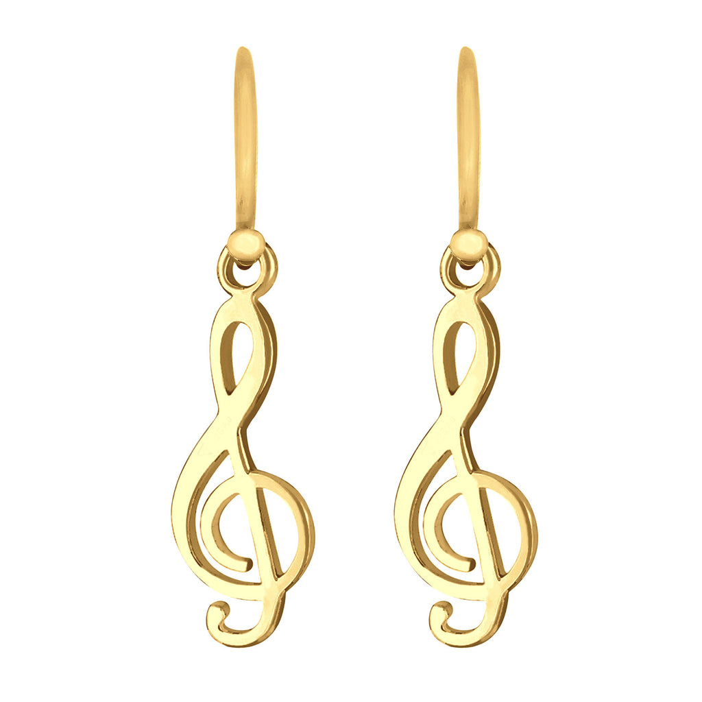 Gold Perhiasan Wanita Perak Asli - Silver Anting Ear Hanger Music Clef Cut-Out Lapis Emas