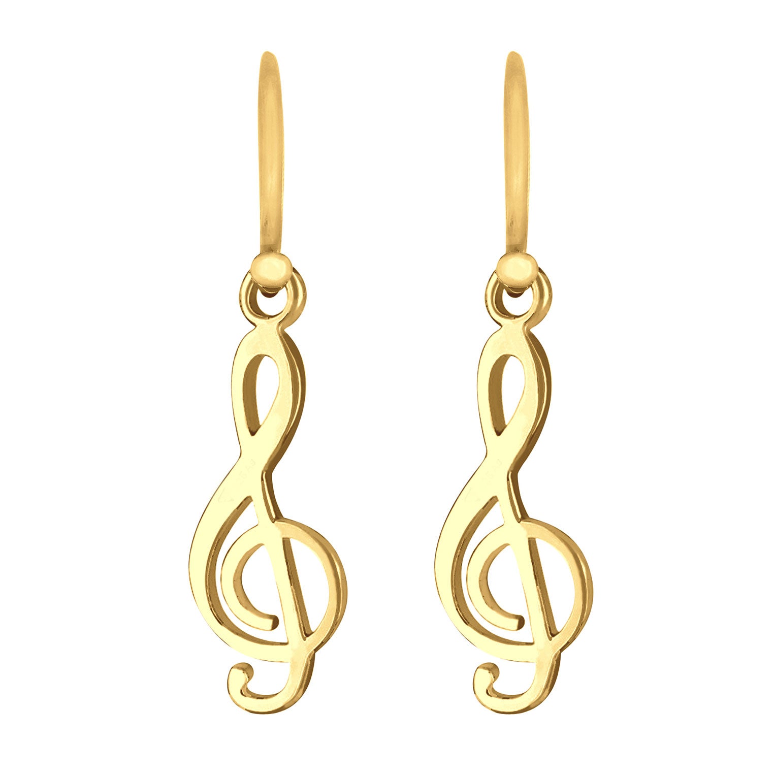 Gold Perhiasan Wanita Perak Asli - Silver Anting Ear Hanger Music Clef Cut-Out Lapis Emas
