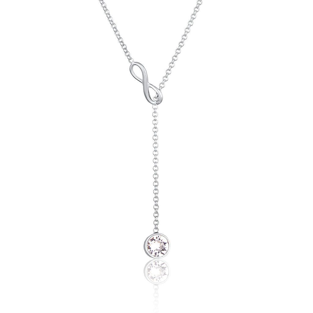 Silver Kalung Perhiasan Perak 925 Wanita Y-Chain Solitaire Pendant Infinity Crystal