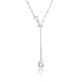 Silver Kalung Perhiasan Perak 925 Wanita Y-Chain Solitaire Pendant Infinity Crystal