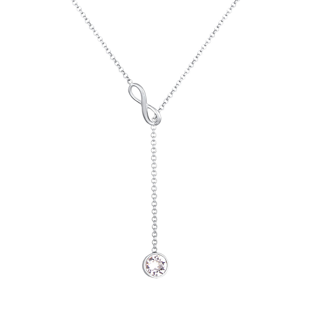 Silver Kalung Perhiasan Perak 925 Wanita Y-Chain Solitaire Pendant Infinity Crystal
