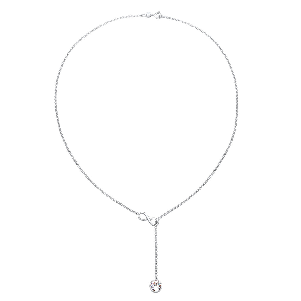 Silver Kalung Perhiasan Perak 925 Wanita Y-Chain Solitaire Pendant Infinity Crystal