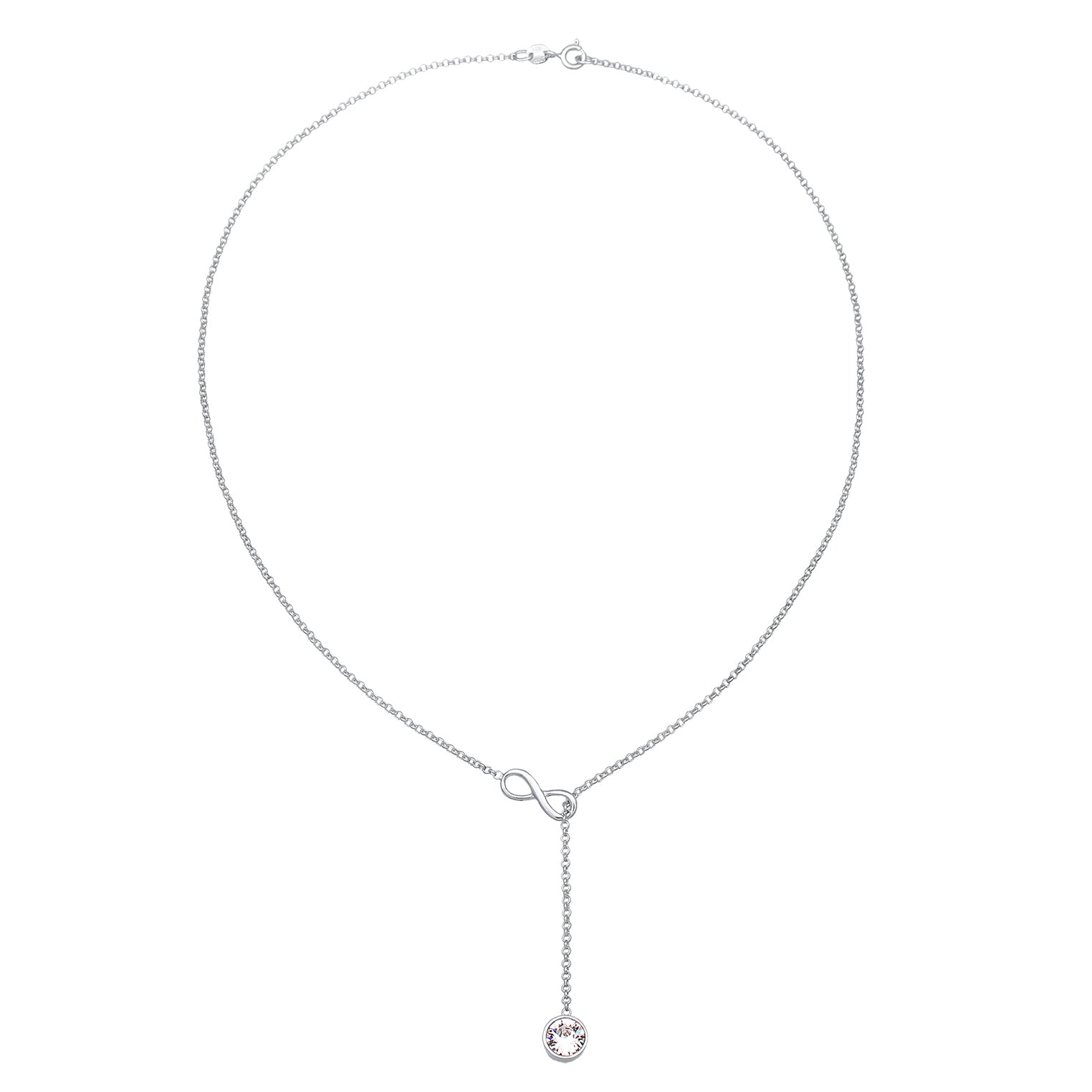 Silver Kalung Perhiasan Perak 925 Wanita Y-Chain Solitaire Pendant Infinity Crystal