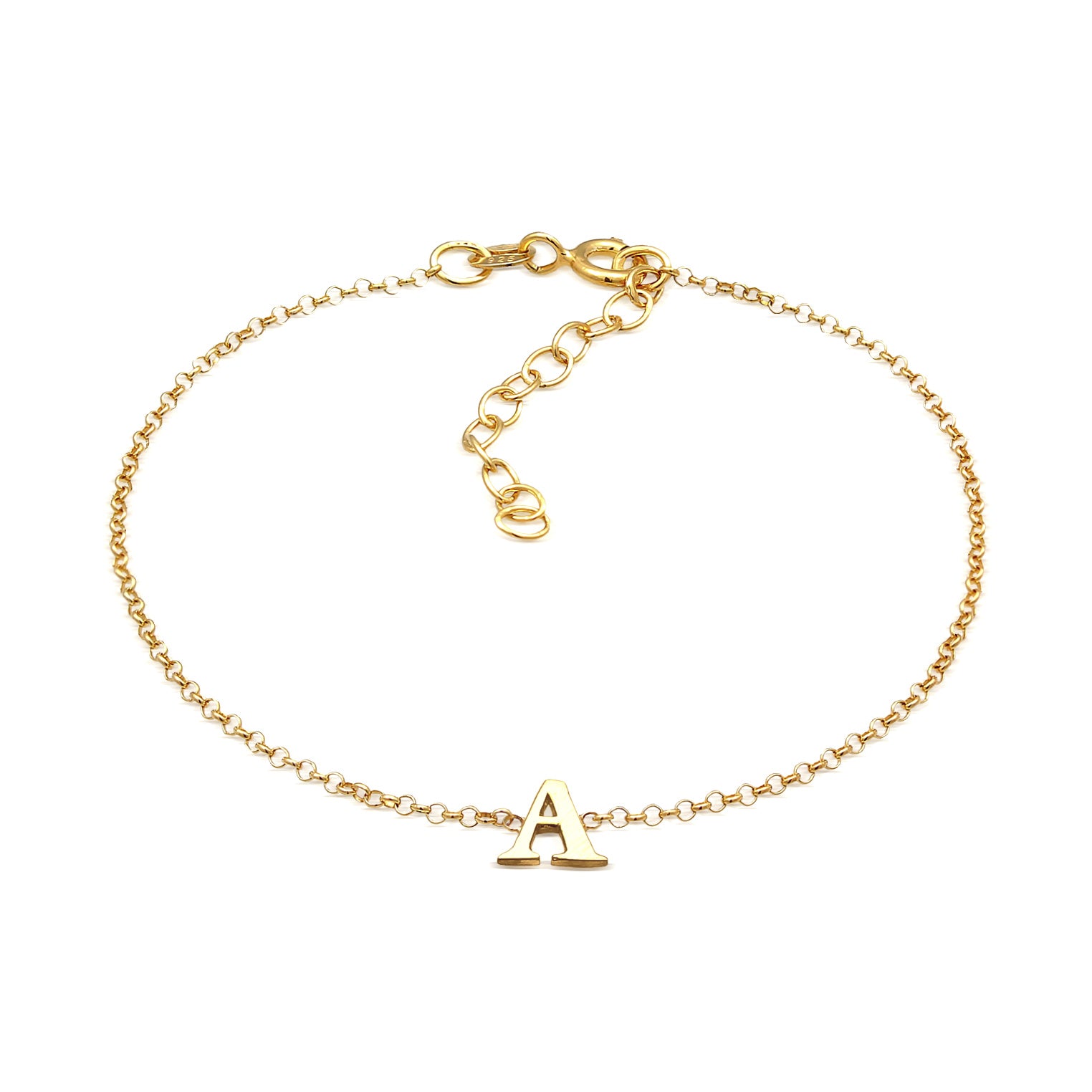 Gold Perhiasan Wanita Perak Asli - Silver Gelang Pendant Letter A Basic