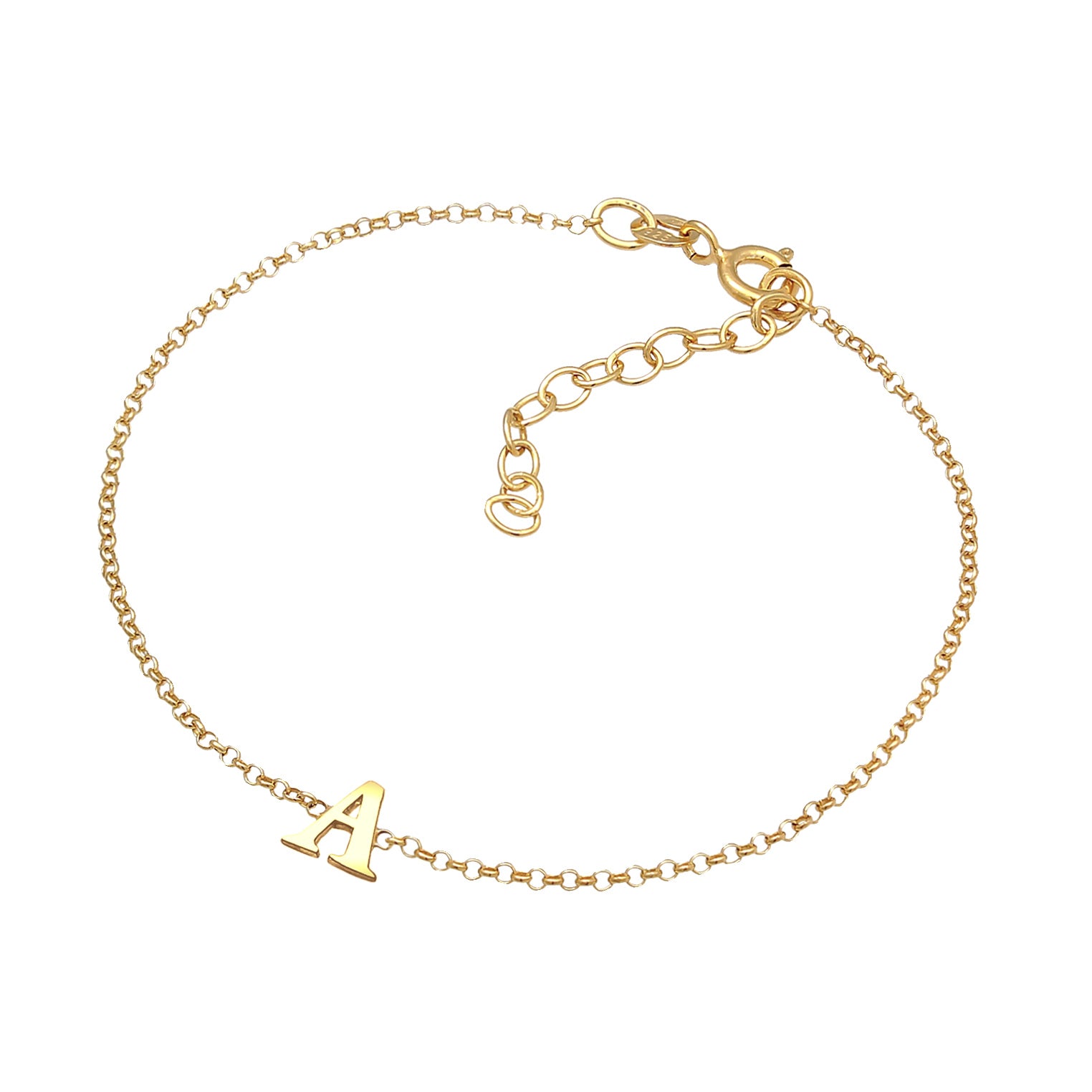 Gold Perhiasan Wanita Perak Asli - Silver Gelang Pendant Letter A Basic