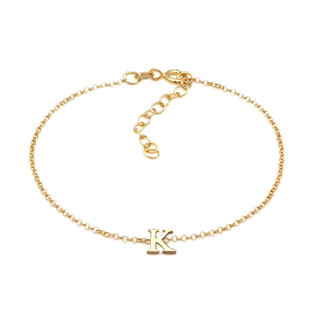 Gold Gelang Perhiasan Perak 925 Wanita Pendant Letter K Basic Gold Plated