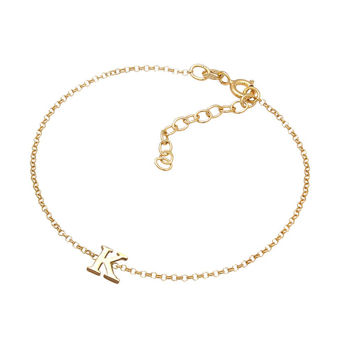 Gold Gelang Perhiasan Perak 925 Wanita Pendant Letter K Basic Gold Plated