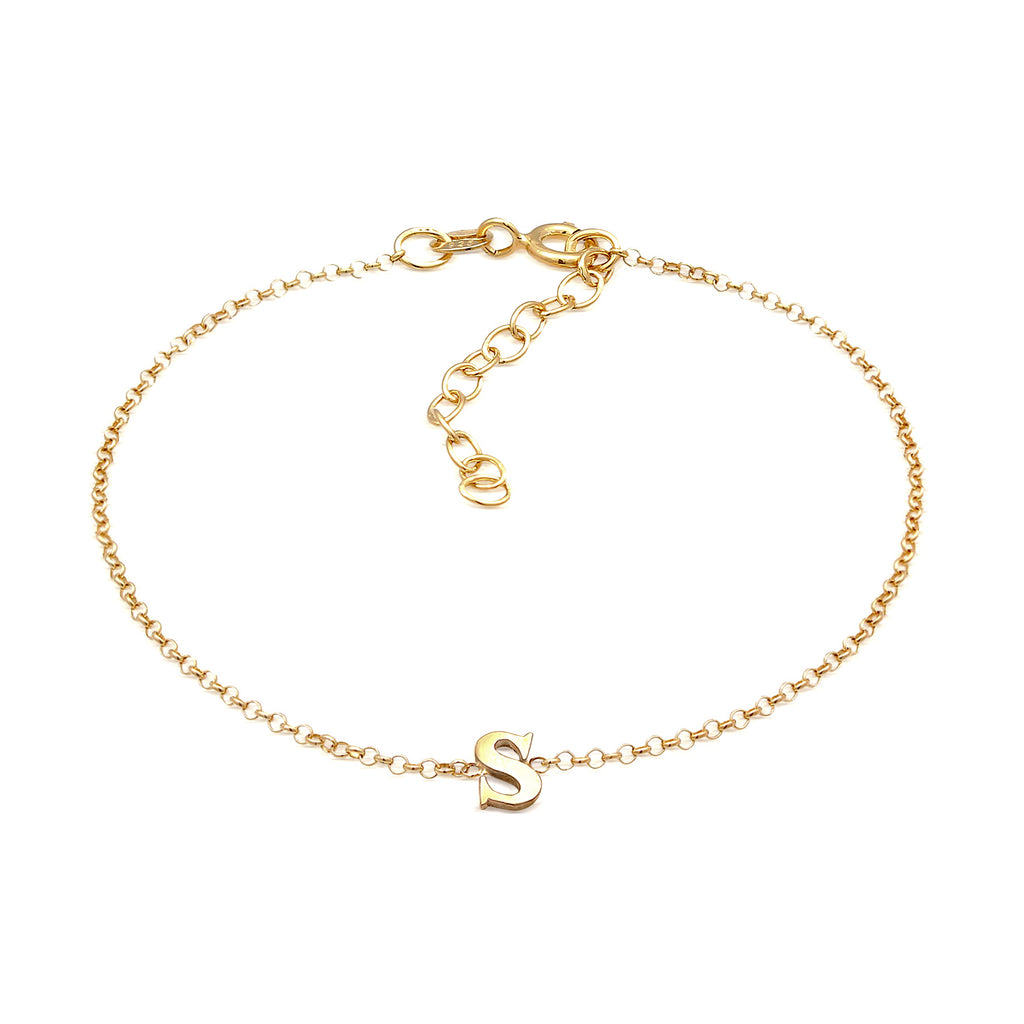 Gold Gelang Perhiasan Perak 925 Wanita Pendant Letter S Basic Gold Plated