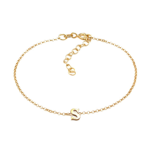 Gold Gelang Perhiasan Perak 925 Wanita Pendant Letter S Basic Gold Plated